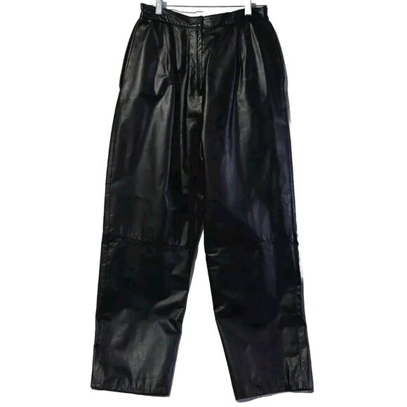West Bay Women's Size 10 Leather Pants Black High Rise Vintage - Picture 1 of 11